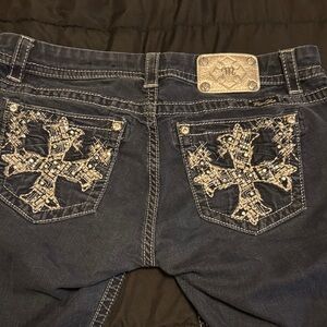 Miss Me Dark Blue Shorts with Silver Embellishments